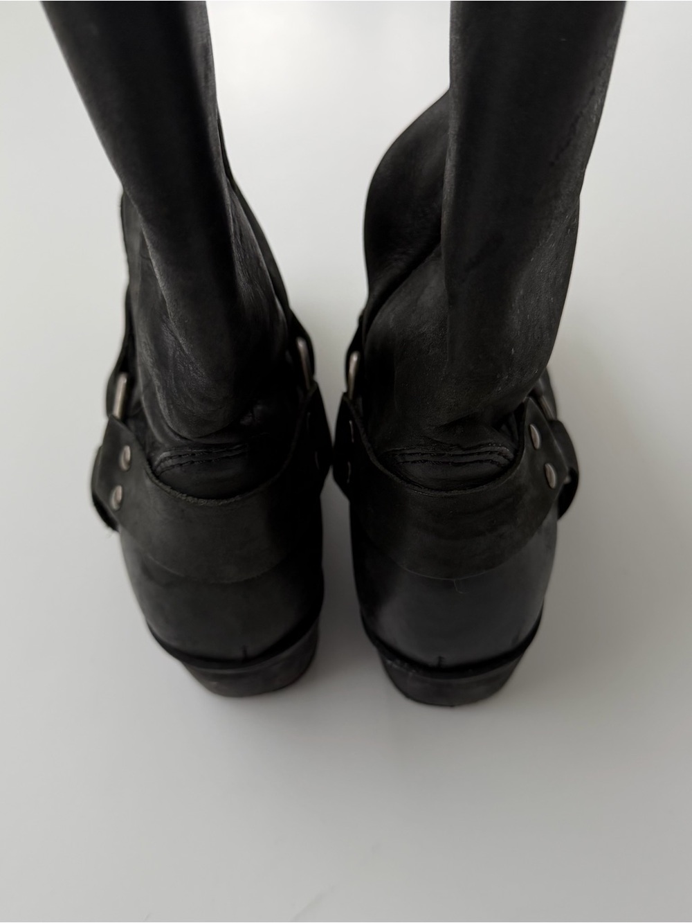 Vintage Black Leather Harness Moto Boots - Picture 4 of 6